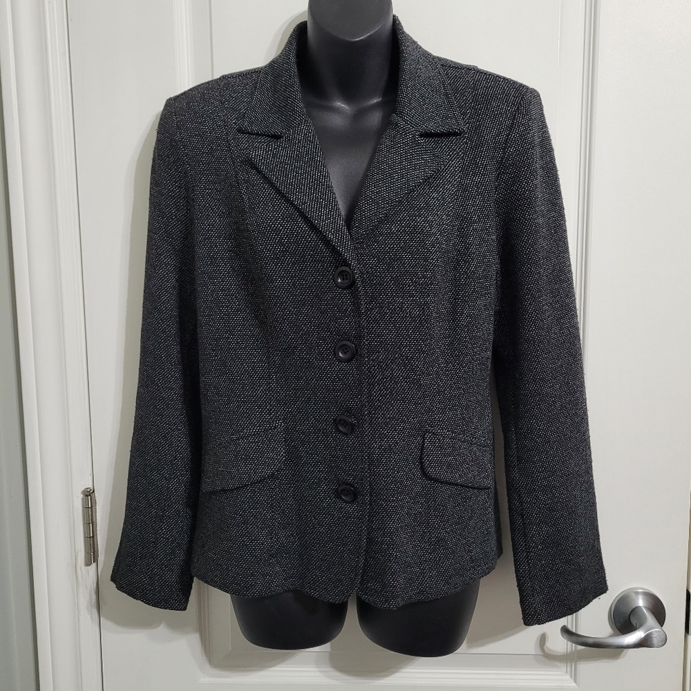 Simply Manakin Black & White Textured Tailored Button Jacket/Blazer Sz Small
